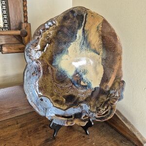 Abstract Studio Art Plate with Earth Tones